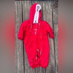 VINTAGE CONVERT-A-BABE RED BABY BUNT TO SNOWSUIT O-24 months